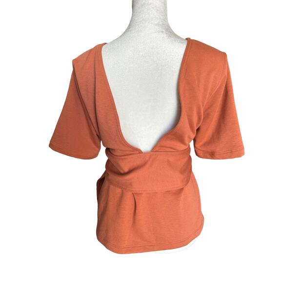 Nike Studio Yoga Training Top SS Wrap Rust Size Small - Picture 7 of 9